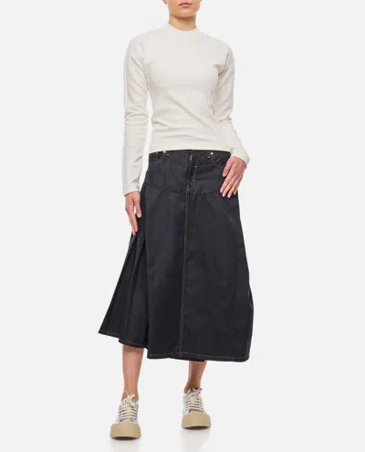 Junya Watanabe Asymmetric Denim Midi Skirt In Blue