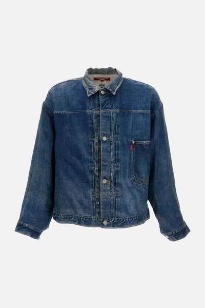 Junya Watanabe Printed Denim-effect Jacket In Blue
