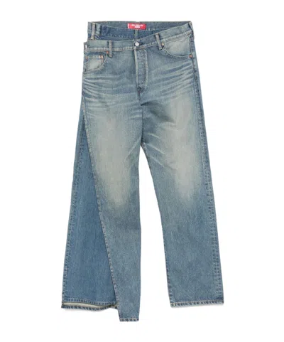Junya Watanabe Denim Trousers With Belt Loops In Gray