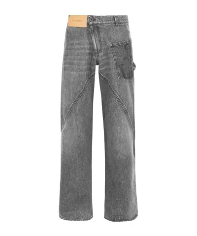 Junya Watanabe Denim Trousers With Belt Loops In Gray