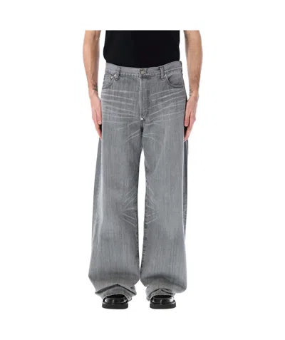 Junya Watanabe Denim Trousers With Belt Loops In Grey