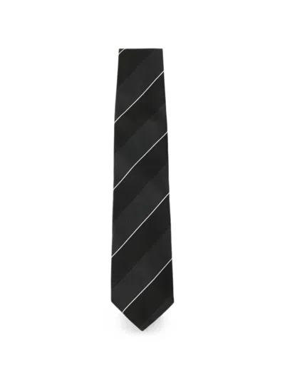 Junya Watanabe Diagonal-stripe Silk Tie In Black