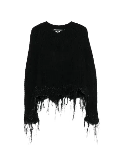 Junya Watanabe Distressed Chunky-knit Sweater In Black