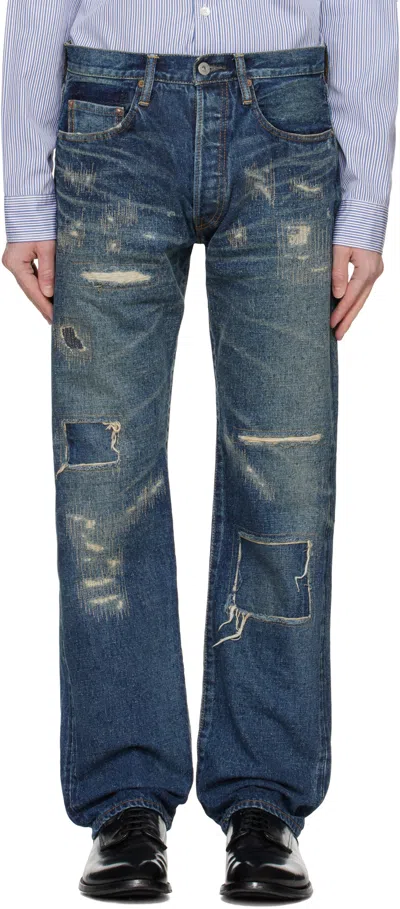 Junya Watanabe Distressed Jeans In Blue