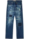 Junya Watanabe Indigo Distressed Jeans In Blue