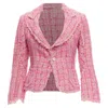 Junya Watanabe Distressed Tweed Fitted Cropped Jacket In Pink