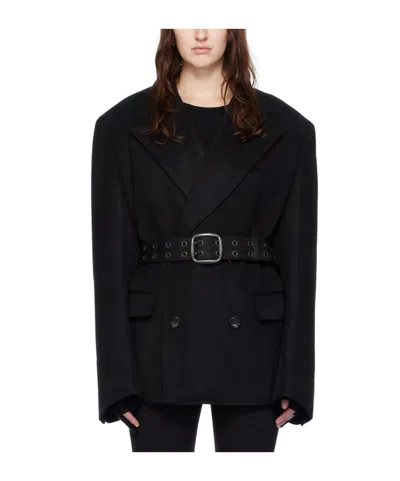 Junya Watanabe Peak-lapels Wool-blend Blazer In 1 Black