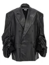 Junya Watanabe Double-breasted Blazer With Curled Sleeves Blazer And Suits In Black
