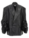 Junya Watanabe Double-breasted Blazer With Curled Sleeves Blazer And Suits In Black
