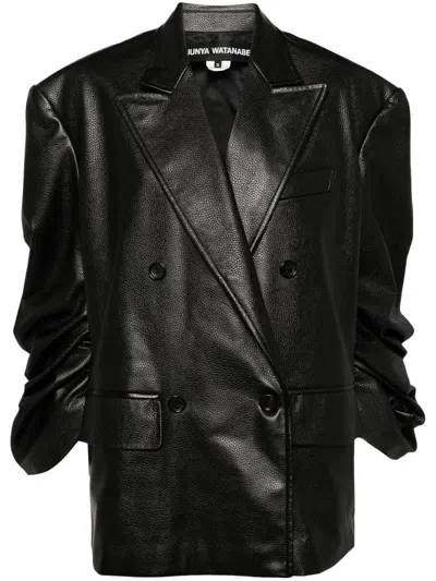 Junya Watanabe Double Breasted Power Shoulder Jacket In Black