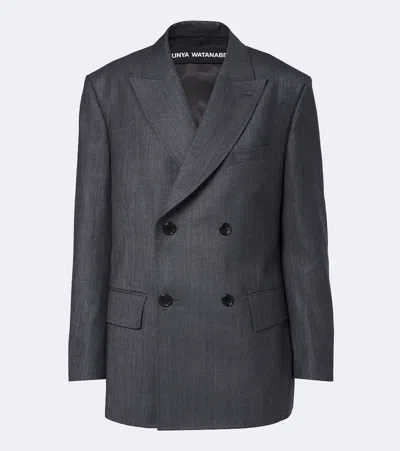 Junya Watanabe Double-breasted Wool Blazer In Gray
