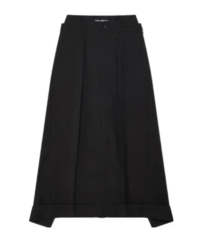 Junya Watanabe Double-layered Belted Midi Skirt In Black