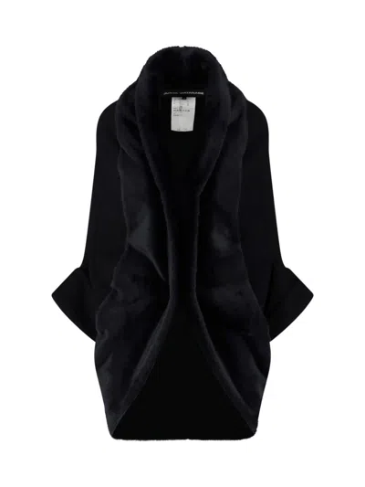 Junya Watanabe Wollmantel Mit Drapierung In Black