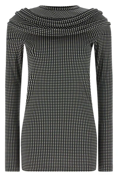 Junya Watanabe Dress With Draped Neckline In Weiss/schwarz