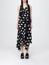 Junya Watanabe Polka Dot Halter Midi Dress Asymmetric Lace In Black