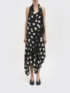 Junya Watanabe Polka Dot Halter Midi Dress Asymmetric Lace In Black