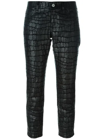 Junya Watanabe Embossed Cropped Trousers In Black