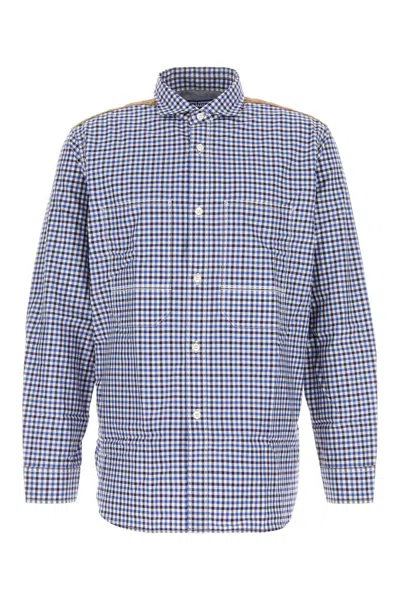 Junya Watanabe Embroidered Cotton Shirt In Blue