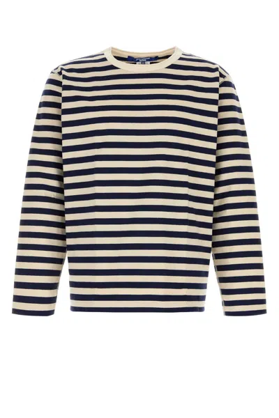 Junya Watanabe Embroidered Cotton T-shirt With Striped Detail For Men In Multi