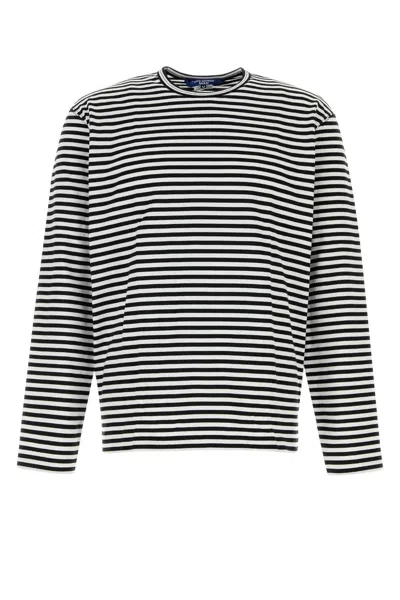 Junya Watanabe Embroidered Cotton T-shirt With Striped Detail In Multi