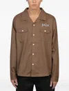 Junya Watanabe Embroidered-detail Cotton Shirt In Brown