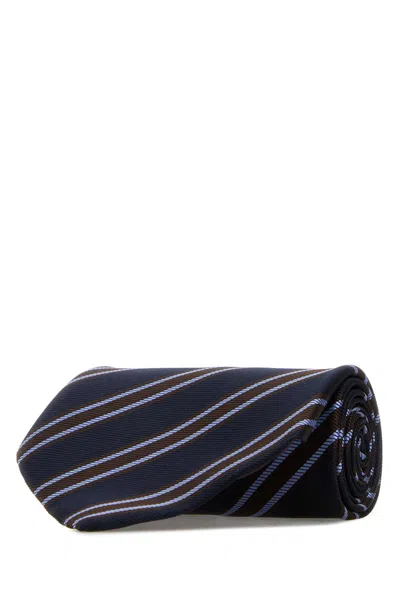Junya Watanabe Embroidered Silk Tie In Blue