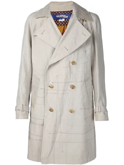 Junya Watanabe Exposed Seam Trench Coat In Gray