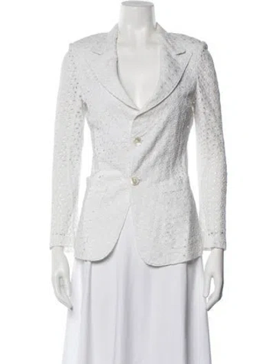 Pre-owned Junya Watanabe Eyelet Lace Pattern Blazer In White