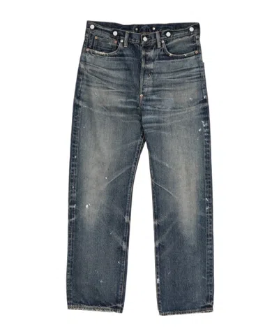 Junya Watanabe Faded, Distressed Denim Trousers In Blue