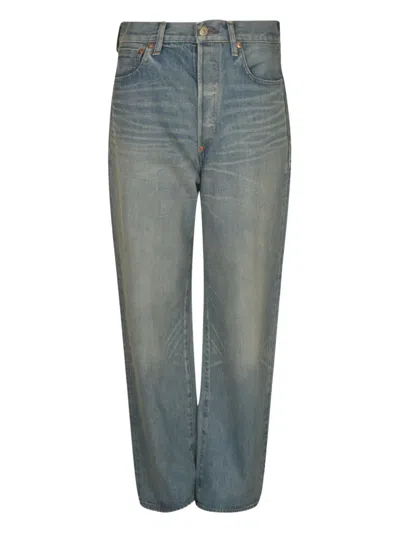 Junya Watanabe Faded Logo-patch Jeans In Blue
