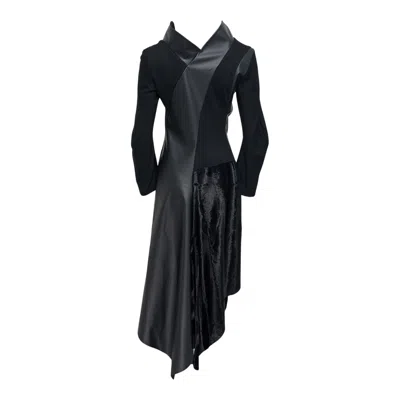Junya Watanabe Fake Leather Wool Ponte Dress In Black
