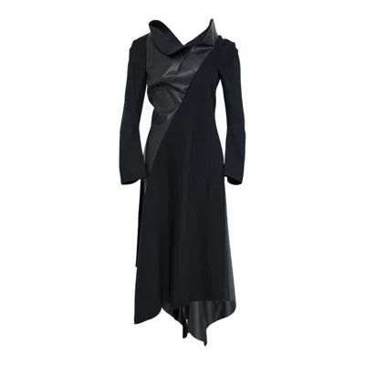 Junya Watanabe Fake Leather Wool Ponte Dress In Black