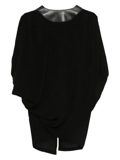 Junya Watanabe Fake Leather X Polyester Georgette Dress In Black