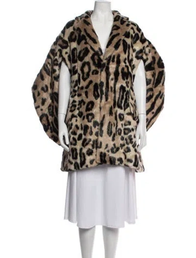 Pre-owned Junya Watanabe Faux Fur Animal Print Faux Fur Coat In Neutrals