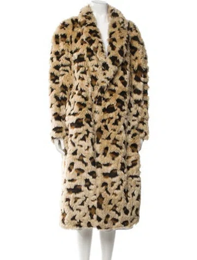 Pre-owned Junya Watanabe Faux Fur Animal Print Faux Fur Coat In Yellow