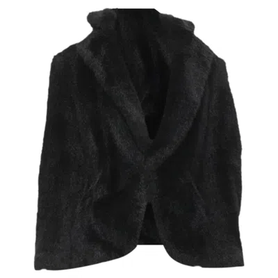 Junya Watanabe Faux Fur Clear Pvc Insert Blazer Coat In Black