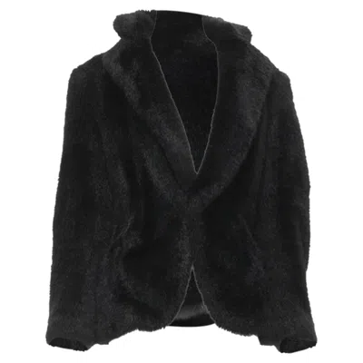 Pre-owned Junya Watanabe Faux Fur Clear Pvc Insert Blazer Coat In Black