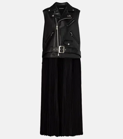 Junya Watanabe Faux Leather And Jersey Maxi Dress In Black