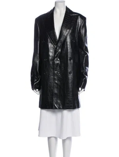 Pre-owned Junya Watanabe Faux Leather Animal Print Coat In Black