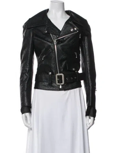 Pre-owned Junya Watanabe Faux Leather Biker Jacket In Black