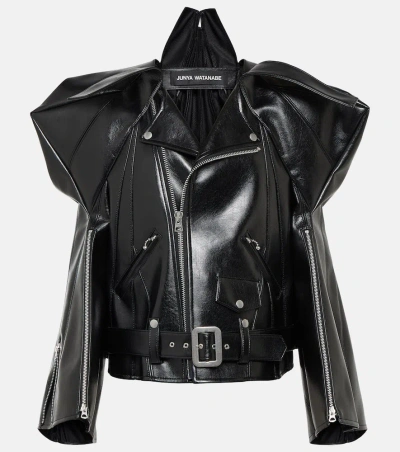 Junya Watanabe Faux Leather Biker Jacket In Black