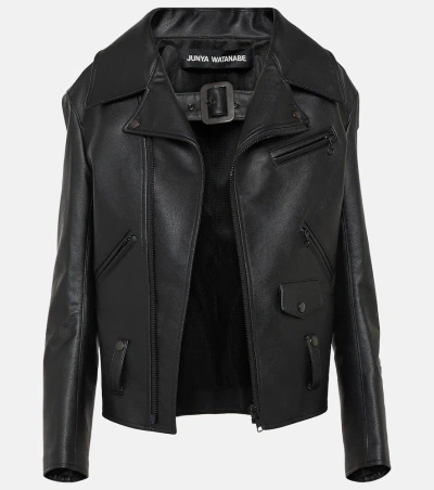 Junya Watanabe Faux Leather Biker Jacket In Black