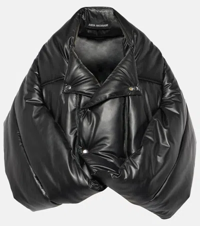 Junya Watanabe Faux Leather Bomber Jacket In Black
