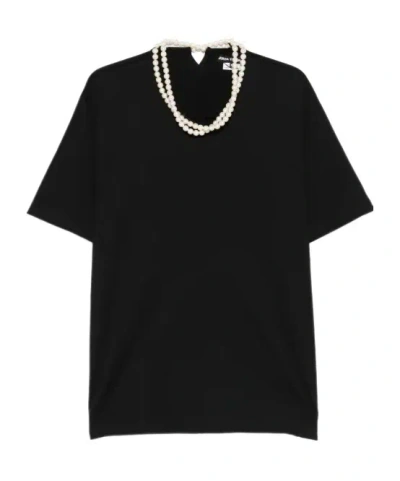 Junya Watanabe Faux Pearl T-shirt In Black