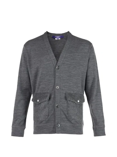 Junya Watanabe Faux-fur Pocket Cardigan In Gray