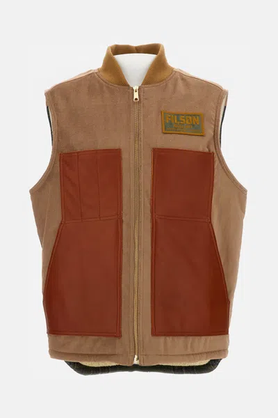 Junya Watanabe Logo Zip-up Vest In Brown