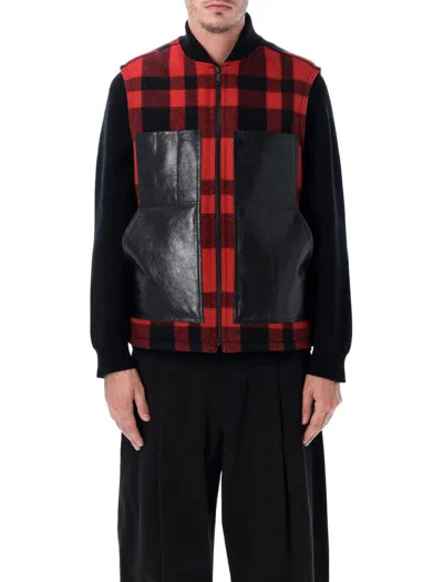 JUNYA WATANABE JUNYA WATANABE RED AND BLACK CHECKED VEST BY