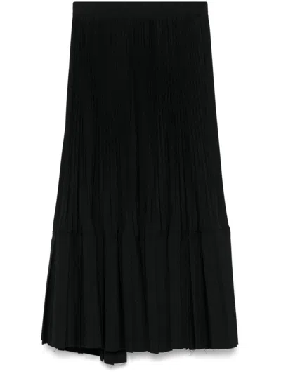 JUNYA WATANABE FLARED BLACK WOOL MIDI SKIRT