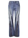 Junya Watanabe Flared Denim Trousers With Zipper Detail In Blue