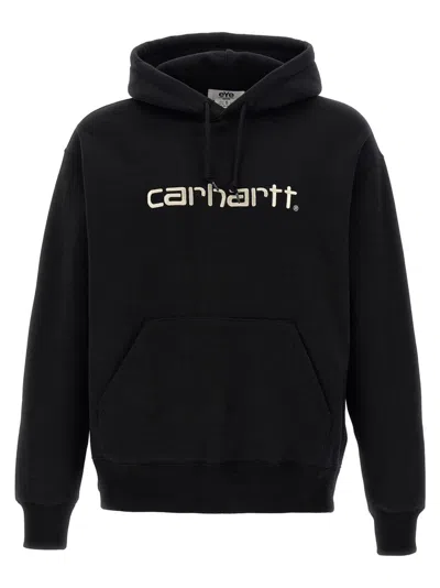 JUNYA WATANABE FLEECE COTTON OVERSIZED HOODIE WITH LOGO EMBROIDERY